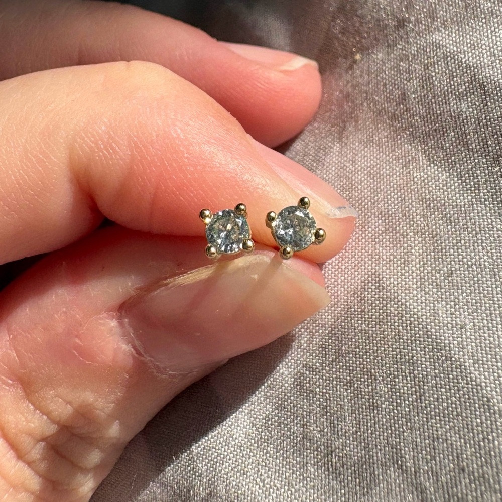 Gold White Crystal Studs